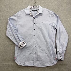 Hammer Made Shirt Mens 41/16 Large Blue Check Long Sleeve Button Up Flip‎ Cuff